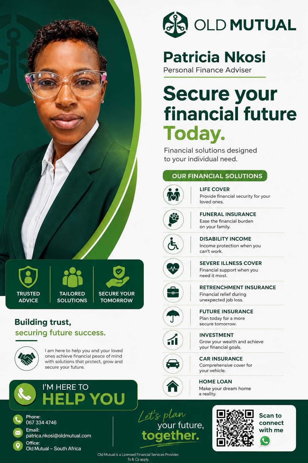 Patricia Nkosi, Old Mutual Financial Adviser promotional poster